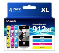 Uniwork Cartouche d'encre 912XL Compatible pour HP 912 Cartouches d'encre pour HP Officejet Pro 8022 8025 8020 8024 8023 pour HP Officejet 8010 8012 8014 8015 8017 (Noir Cyan Magenta Jaune, 4 Pack)