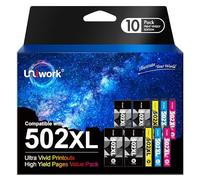 Uniwork Lot de 10 Cartouches d'encre 502XL compatibles avec Epson 502 XL pour Epson Workforce WF-2860 WF-2865 WF-2880 Expression Home XP-5100 XP5100 XP-5105 XP5105 XP-5150