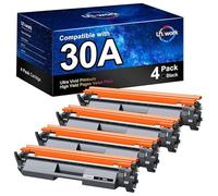 Uniwork Lot de 4 cartouches de toner noir 30A CF230A de rechange pour HP 30A CF230A 30X CF230X avec HP Laserjet Pro M203dw, HP Laserjet Pro MFP M227fdn, M227fdw, CF230A