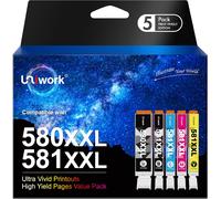 Uniwork5PGI-580CLI-581XXLCartouchesd'encreCompatiblepourCanon580581XXLpourCanonPIXMATS8250TS6150TS8151TS6151TS6250TR8550TS8150TS8251TR7550TS6100TS9150(5-Pack)