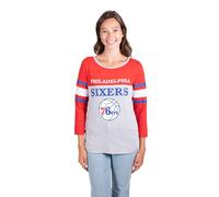 UNK Femme Assist NBA Raglan Top Chemise à Manches Longues, Brooklyn Nets, Femme, FLL1479F-PH-Medium, Gris chiné, Moyen
