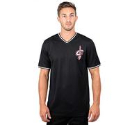 Unk NBA GTM2522F NBA T-Shirt en Maille aérée avec Logo de l'équipe et col en V pour Homme, Noir