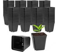 UNKC Premium Pots De Plantes en Plastique Pots, 【7 * 7 * 10 cm / 15 Pcs】 Godets Semis Plantes Biodégradables, Pot de Culture Rond pour Jardinières, Pots de graines, Pots pour Plantes, sous-Verres