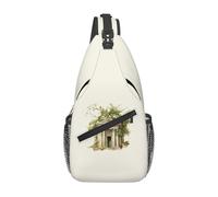 Unkhtt Bâtiment antique avec branche d'olivier romaine et imprimé grec croix sac de poitrine homme femme sac à bandoulière sac à bandoulière pour les trajets quotidiens en plein air aventures