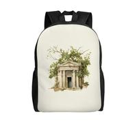 Unkhtt Bâtiment antique avec branche d'olivier romaine et imprimé grec, sac à dos élégant, unisexe, grande capacité, pour le travail, les voyages, le camping, les aventures en plein air