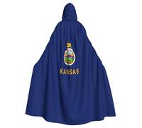 Unkhtt Cape à capuche confortable avec imprimé drapeau de l'État du Kansas pour adulte, carnaval, cosplay, bal masqué, fête