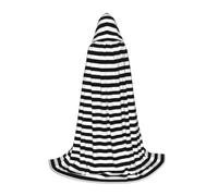 Unkhtt Cape à capuche confortable unisexe à rayures noires et blanches pour cosplay, festival, carnaval, magicien