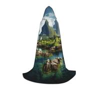 Unkhtt Cape à capuche confortable unisexe avec imprimé des îles de Norvège pour cosplay, festival, carnaval, magicien