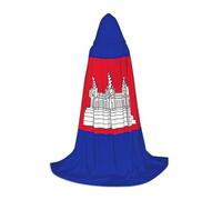 Unkhtt Cape à capuche confortable unisexe avec imprimé drapeau du Cambodge pour cosplay, festival, carnaval, magicien