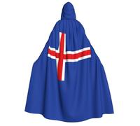 Unkhtt Cape à capuche imprimée drapeau de l'Islande pour adultes, pour cosplay, bal masqué, festival, carnaval