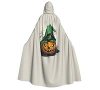 Unkhtt Cape à capuche pour adultes, motif fantôme vert, citrouille, 1 imprimé pour cosplay, bal masqué, festival, carnaval