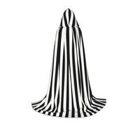 Unkhtt Cape à capuche unisexe avec imprimé rayures noires et blanches pour cosplay, festival, carnaval, magicien