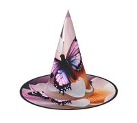 Unkhtt Chapeau de carnaval pour adulte avec imprimé papillon rose