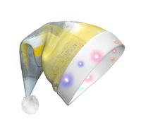 Unkhtt Chapeau de Noël gris et jaune avec impression d'art abstrait, unisexe, accessoire de décoration pour fête de fin d'année, chapeau de Noël