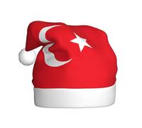 Unkhtt Chapeau de Père Noël imprimé drapeau de la Turquie pour adulte pour fêtes de fin d'année, Nouvel An, accessoire de fête de Noël