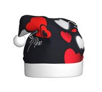 Unkhtt Chapeau de Père Noël pour adulte avec imprimé Happy Valentine's Day pour les vacances, le Nouvel An, Noël, accessoire de fête