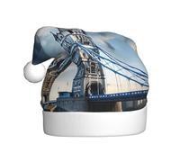 Unkhtt Chapeau de Père Noël pour adulte avec imprimé Old Tower Bridge de Londres pour les vacances, le Nouvel An, Noël, accessoire de fête