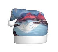 Unkhtt Chapeau de Père Noël pour adulte imprimé paysage du Japon Mount Fuji pour les vacances, le Nouvel An, Noël, accessoire de fête