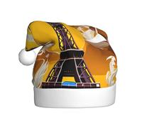 Unkhtt Chapeau de Père Noël pour adulte Motif Tour Eiffel de Paris pour fêtes de fin d'année
