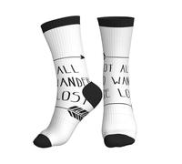 UNKHTT Chaussettes de sport montantes imprimées « Not All Who Wander Are Lost » - Pour homme et femme - Tendance athlétique - Décontracté - Course à pied, gym, 3 noir, Taille unique