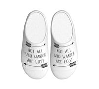 Unkhtt Chaussons pour adultes avec imprimé Not All Who Wander Are Lost Soft Anti-Pilling Flanelle Semelle antidérapante Maison Voyage