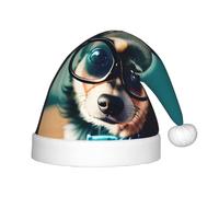 Unkhtt Chihuahua Lunettes Imprimé Chapeau de Noël pour Enfants Hiver Noël Fête Chapeaux Noël Nouvel An Vacances Célébrations