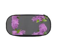 Unkhtt Encadrement de fleurs lilas en fleur de grande capacité Trousse à crayons à double fermeture éclair pour école papeterie maquillage, Noir , Taille unique, Organiseur de sac