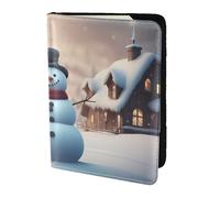 Unkhtt Étui portefeuille compact et sécurisé pour passeport de 14 cm avec imprimé bonhomme de neige pour homme et femme, Noir , Taille unique