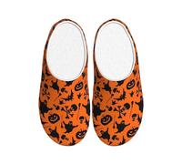 Unkhtt Halloween Imprimer Adulte Pantoufles Doux Anti-Pilling Flanelle Intérieur Maison Semelle Antidérapante Maison Voyage