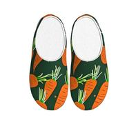 Unkhtt Happy Carotte Imprimer Chaussons pour adulte en flanelle douce anti-boulochage Semelle antidérapante Maison Voyage