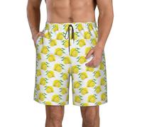 Unkhtt Jaune Citron Imprimé Élégant Vacances Pratique Plage Short de Bain Respirant Short de Bain Summer Sports nautiques, blanc, L