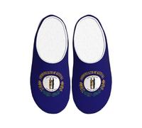 Unkhtt Kentucky State Flag Print Chaussons pour adulte en flanelle douce anti-boulochage Semelle antidérapante Maison Voyage