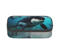 Unkhtt Killer Whales Swim Along Trousse à crayons pour étudiant 21 x 5 x 9,4 cm, Noir , Taille unique