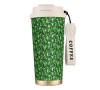 Unkhtt Monstera Deliciosa Tasse à café en acier inoxydable Motif palmier banane pour bureau, école, camping en plein air