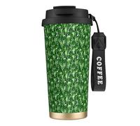 Unkhtt Monstera Deliciosa Tasse à café en acier inoxydable Motif palmier banane pour bureau, école, camping en plein air