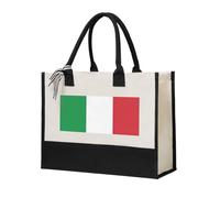 Unkhtt Sac fourre-tout en toile avec imprimé drapeau italien - Grande capacité - Pour voyage, école, bureau, shopping