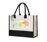 Unkhtt Sac fourre-tout en toile pour femme avec imprimé fruits et citrons - Grande capacité - Pour voyage, école, bureau