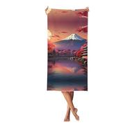 Unkhtt Serviette de bain imprimée paysage du mont Fuji Japon Serviette de plage à séchage rapide Légère Surdimensionnée Adultes Voyage Gym été
