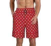 Unkhtt Short de bain respirant avec imprimé à gros pois blancs pour les vacances et la plage, blanc, XL