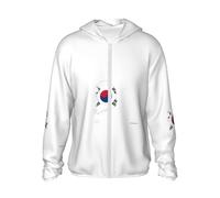 Unkhtt Sweat à capuche léger et respirant pour homme avec drapeau de la République de Corée - Protection solaire, Noir , XXL