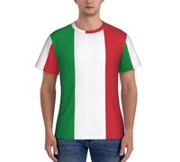 Unkhtt T-shirts imprimés drapeau italien à manches courtes pour homme respirant confortable au quotidien décontracté été, Noir , S