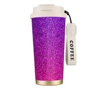 Unkhtt Tasse à café de voyage en acier inoxydable avec imprimé paillettes dégradées pour bureau, école, camping en plein air