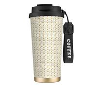 Unkhtt Tasse à café en acier inoxydable avec imprimé abeille volante pour bureau, école, camping en plein air
