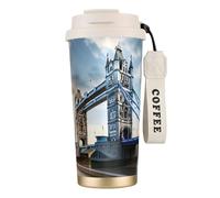 Unkhtt Tasse à café historique en acier inoxydable avec impression pont de Londres pour bureau, école, camping en plein air