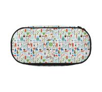 Unkhtt The Nature Wildlands Activities Pattern Print Grande capacité Trousse à crayons Étudiants Double fermeture Éclair École Papeterie Maquillage Rangement, Noir , Taille unique, Organiseur de sac