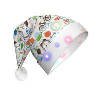 Unkhtt The Nature Wildlands Activities Pattern Print Men Women Led Christmas Hat Santa For New Year and Christmas Festive Party Accessory