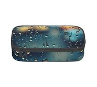 Unkhtt Trousse à crayons avec impression de gouttes de pluie sur verre pour étudiant 21,6 x 5,1 x 9,4 cm, Noir , Taille unique