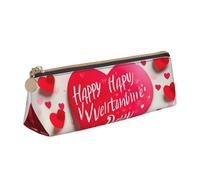 Unkhtt Trousse à crayons avec impression « Happy Valentine's Day » - Grande capacité - Triangle - Pour étudiants et écoles, blanc, Taille unique