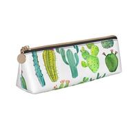 Unkhtt Trousse à crayons avec motif cactus - Grande capacité - Triangle - Pour étudiants et écoles, blanc, Taille unique
