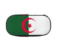 Unkhtt Trousse à crayons avec motif drapeau de l'Algérie - Grande capacité - Double fermeture éclair - Pour l'école et le maquillage, Noir , Taille unique, Organiseur de sac